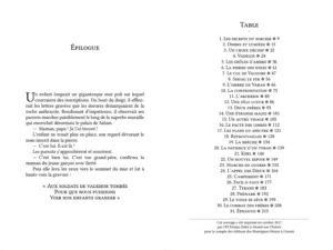Mise en page d'un livre épilogue et table des chapitres